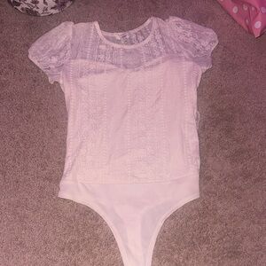 No Comment White lace babydoll bodysuit